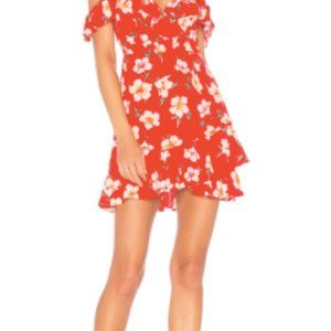 Majorelle Salsa Dress (Off-shoulder, red floral)
